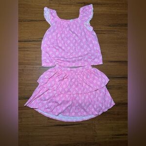J Crew- Crew Cuts Girls Pink Floral Two-Piece Top & Skirt Set Size 10